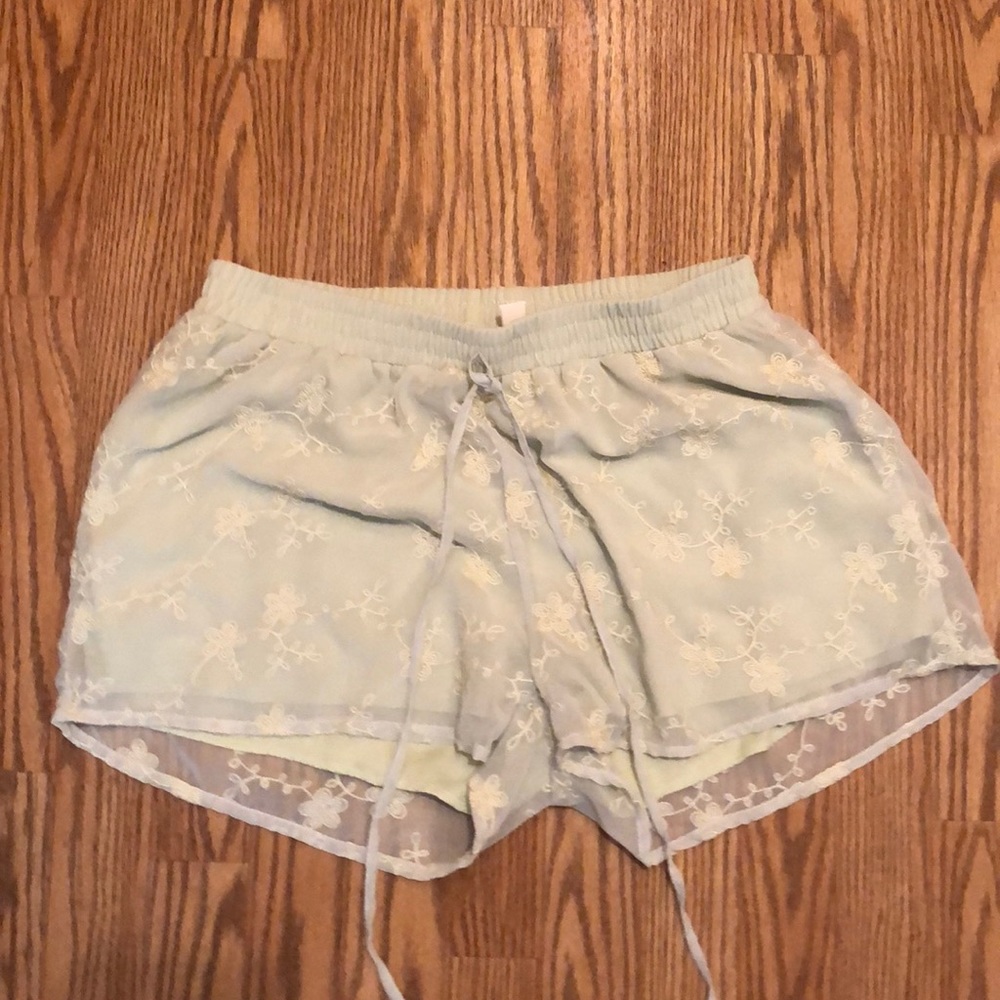 Miami Green white floral patterned shorts